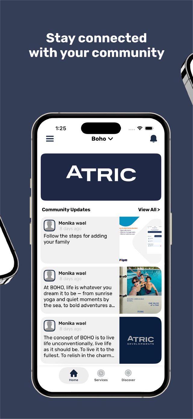 ATRIC Living community updates screen